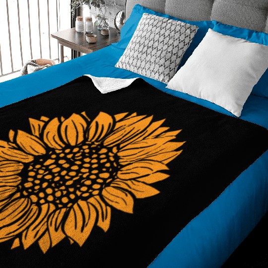 Orange Sunflower Baby Blankets