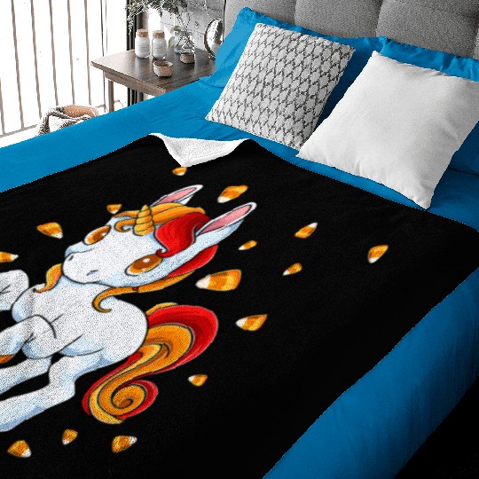 Halloween Unicorn Pony Candy Corn Halloween Baby Blankets