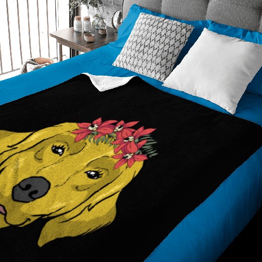 Dog Golden Retriever Flower Baby Blankets