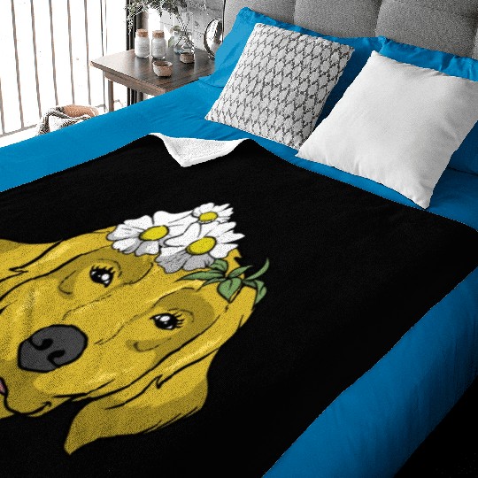 Dog Golden Retriever Flower Baby Blankets