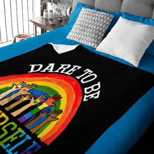 Dare To Be Yourself Rainbow LGBT Lesbian Gay Pride Baby Blankets