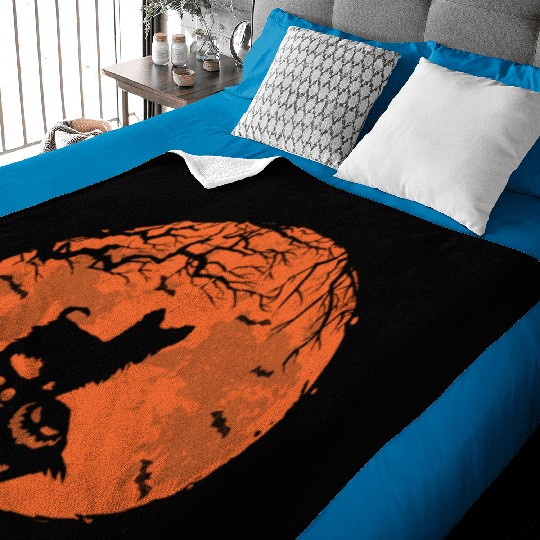 Yorkie Dog And Moon Halloween Funny Dog Lover Gift Baby Blankets