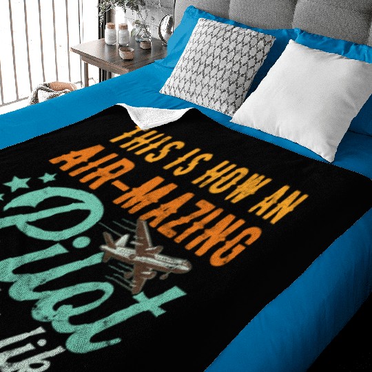 Aircraft Pun Airmazing Pilot - Airline Pilot Baby Blankets