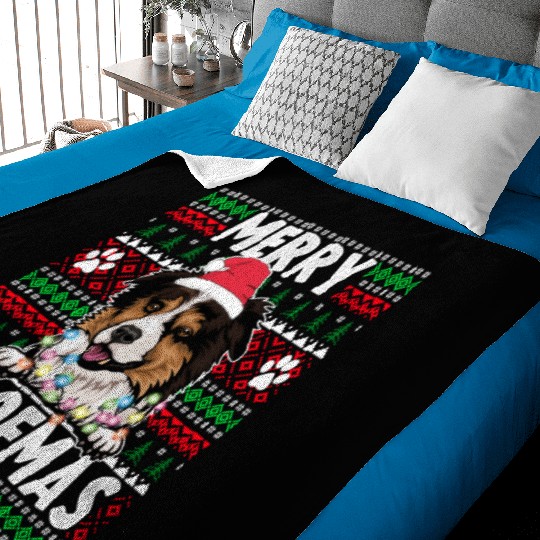 Border Miniature Shepherd Christmas Pajama Baby Blankets