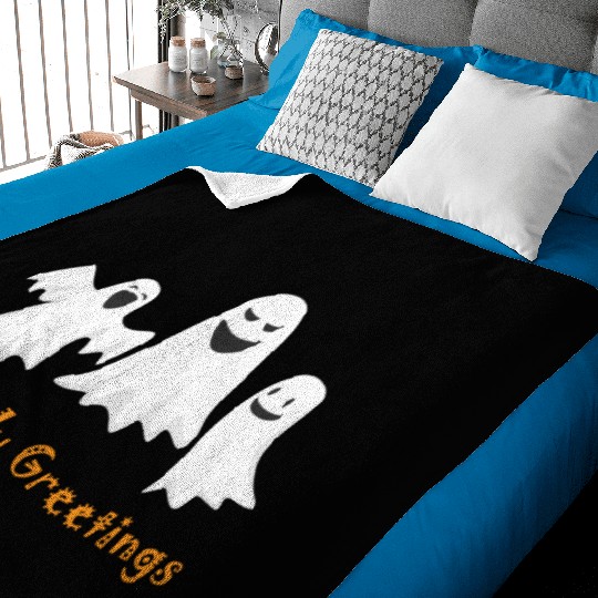 Ghostly Greetings, Halloween Ghostly Greetings Baby Blankets