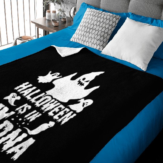 Funny Halloween saying with ghosts Baby Blankets