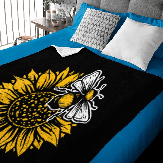 Womens Bumblebee Sunflower Springtime Save The Bee Baby Blankets