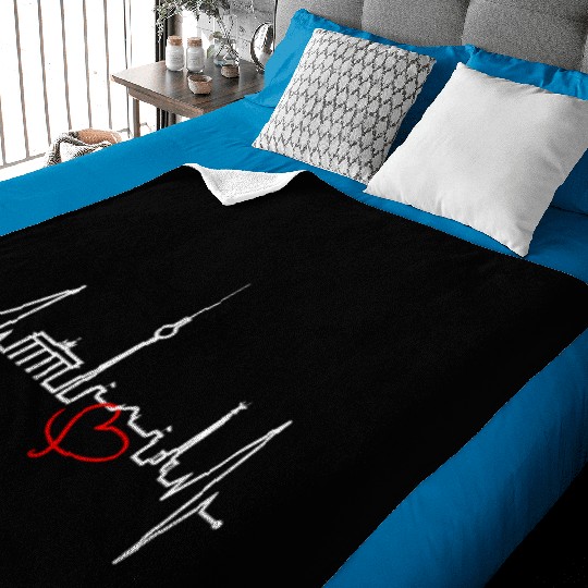 Berlin Skyline Heartbeat Germany Fan I Love Berlin Baby Blankets