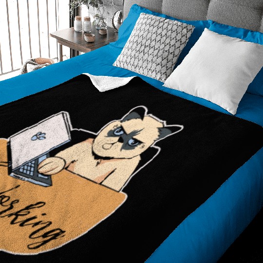 Working Cat Busy Cat Owner Professional Worker Baby Blankets