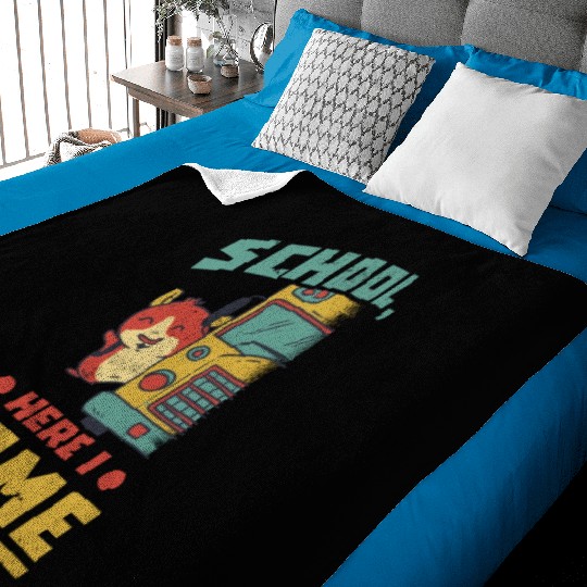 School bus pet funny saying Baby Blankets