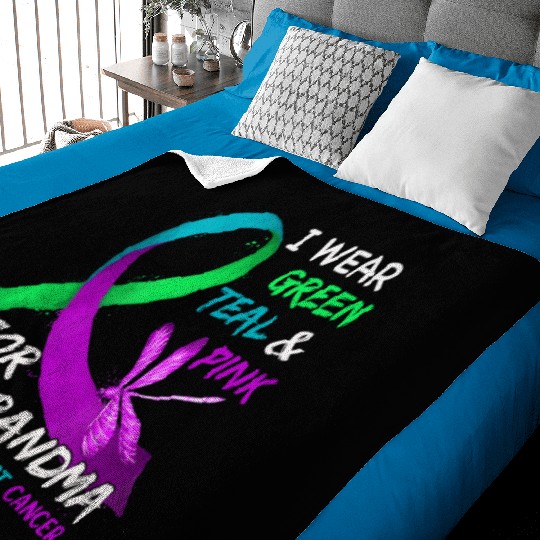 I Wear Green Teal Pink For My Grandma Metastatic Baby Blankets