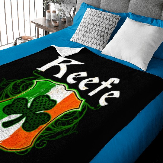 Keefe Irish Surname Ireland Flag Shield Shamrock Baby Blankets