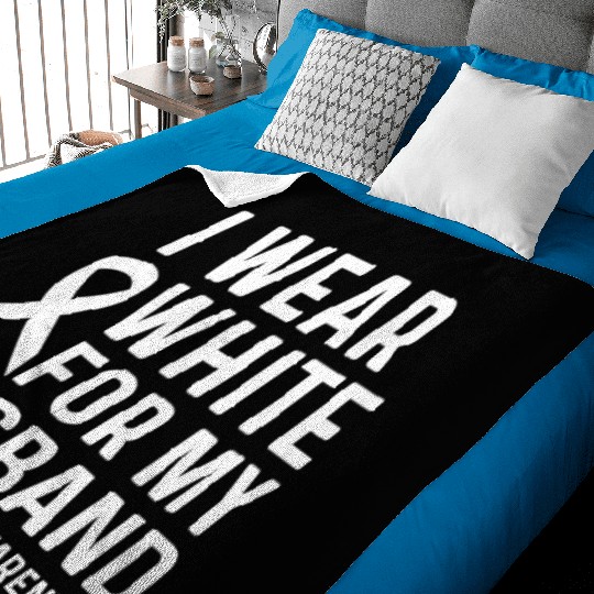 I Wear White for My Husband Lung Cancer Awareness Baby Blankets