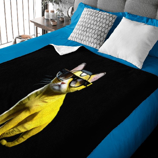 Cute yellow cat _ cat wearing glasses. Baby Blankets