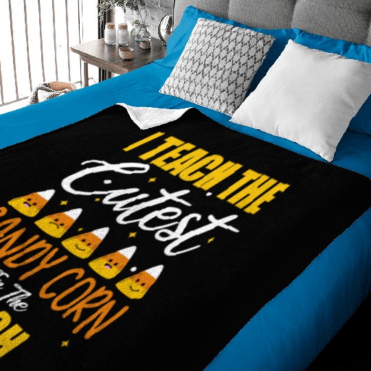 Cute I Teach The Cutest Candy Corn Halloween Baby Blankets