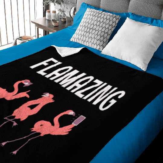 Girls Pretty Flamingo Friends Baby Blankets