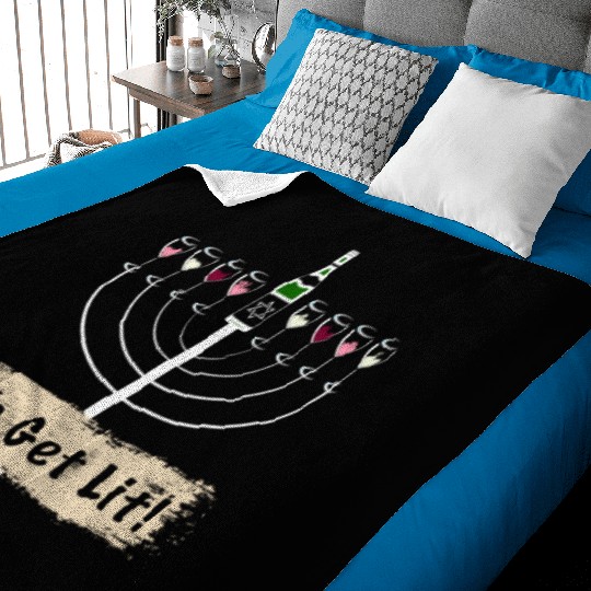 Let's Get Lit Wine Lovers Hanukkah Baby Blankets