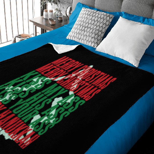 Merry Christmas Kiss My Ass Funny Hanukkah Tree Baby Blankets