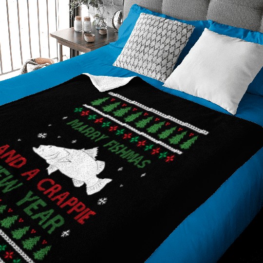 Merry Fishmas And A Crappie New Year - Saying Ugly Baby Blankets