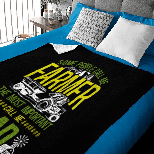 Farming Farmer Dad Father Tractor Baby Blankets