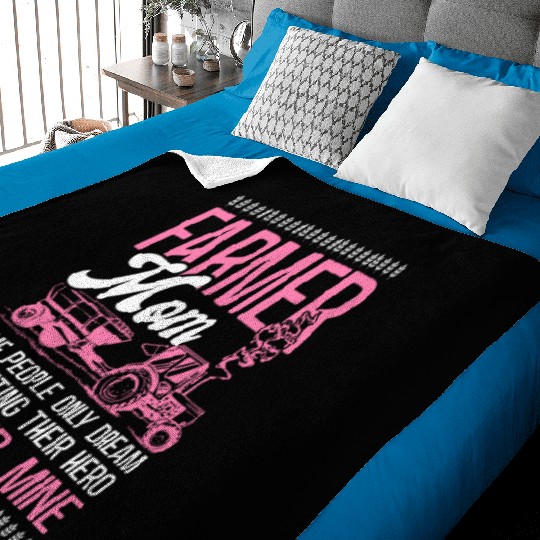 Farming Farmer Mom Mother Tractor Baby Blankets