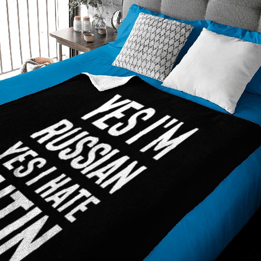 Yes im russian yes i hate putin white Baby Blankets