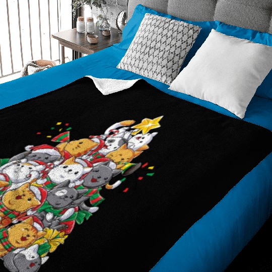 Cat Christmas Tree Meowy Catmas Xmas Kids Girls Baby Blankets