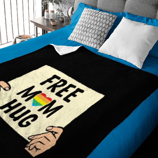 Free Mom Hugs LGBTQ Mother's Support Baby Blankets