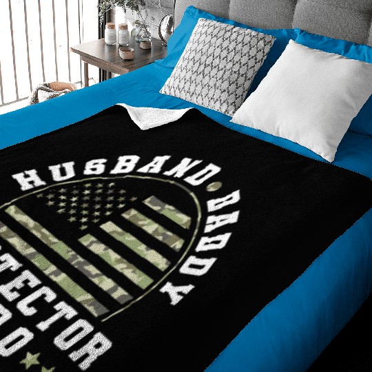 Husband Daddy Protector Hero US Army Veteran Baby Blankets