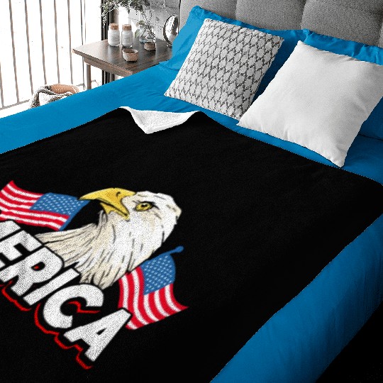 Merica Bald Eagle US Flag Independence Baby Blankets