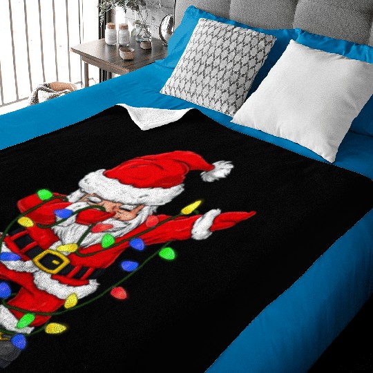 Dabbing Santa Claus Christmas Tree Lights Boys Kid Baby Blankets