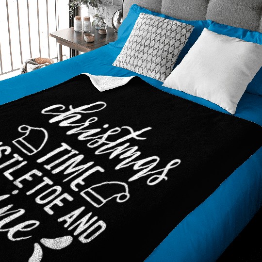 Christmas Design Christmas Time mistletoe and wine Baby Blankets