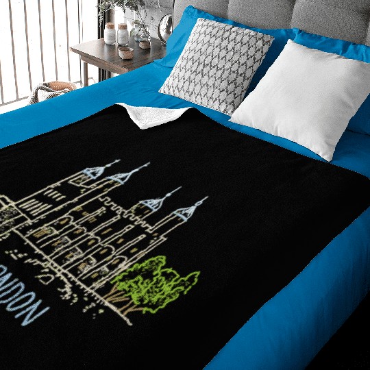 Tower Of London Unique Hand Drawn Art Baby Blankets