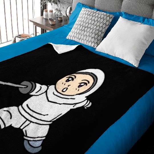 Cartoon kid fencing Baby Blankets