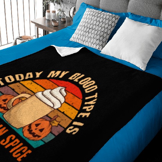 My Blood Is Pumpkin Spice Fall Autumn Halloween Baby Blankets
