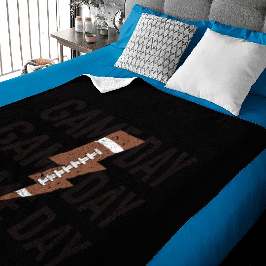 Game Day Football Distressed Lightning Bolt Baby Blankets