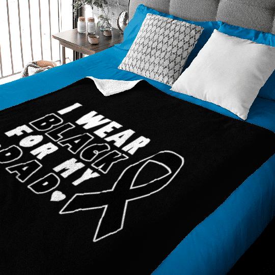I Wear Black For My Dad Skin Cancer Warrior Baby Blankets