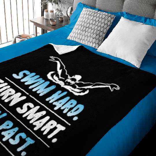 Swim Hard Turn Smart Push Past Swimming Swimmer Baby Blankets