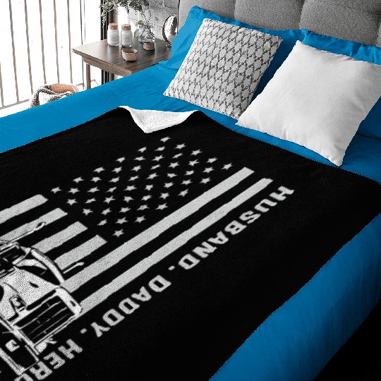 Patriotic Trucker Dad Truck Driver Baby Blankets