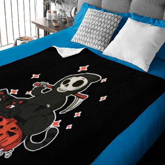 Grim Reaper On A Halloween Pumpkin A Trick Or Baby Blankets