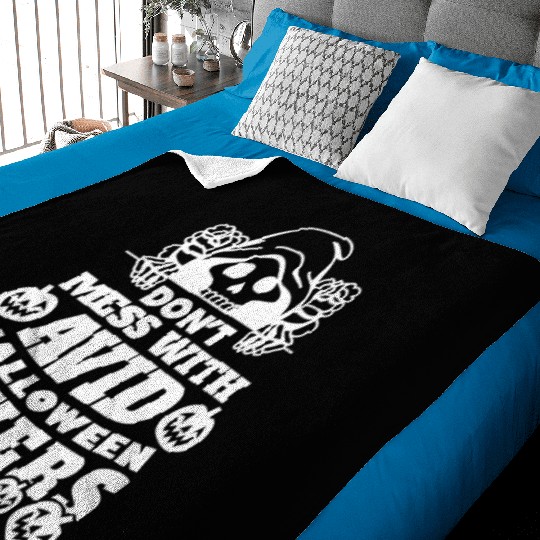 Skeleton with pumpkin Baby Blankets