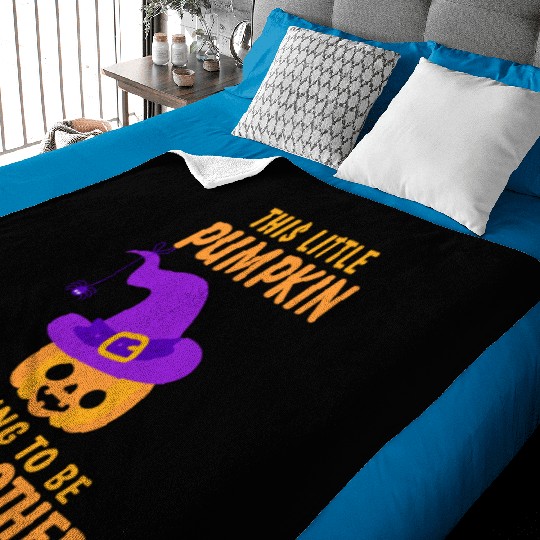 Kids Little Pumpkin Going To Be A Big Brother Witc Baby Blankets