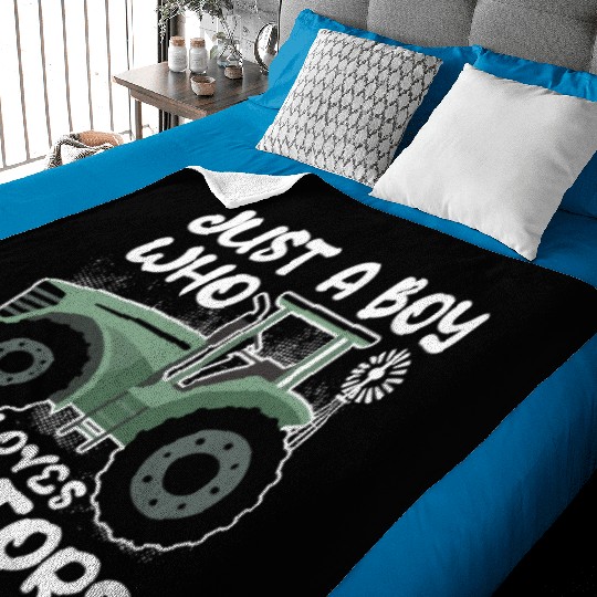 Just A Boy Who Loves Tractor Farm Tractor Lovers Baby Blankets