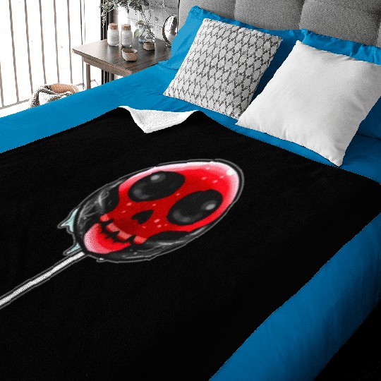 Red Skull Lollipop Trick Or Treat Halloween Baby Blankets