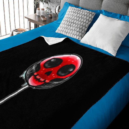 Red Skull Lollipop Trick Or Treat Halloween Baby Blankets