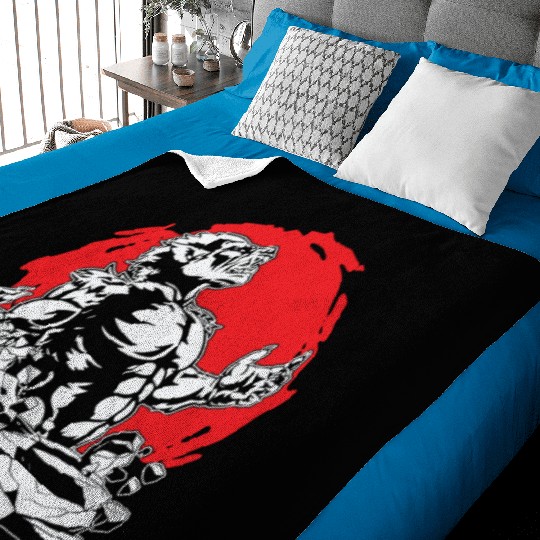 Halloween Monster Line Art Werewolf Horror Baby Blankets