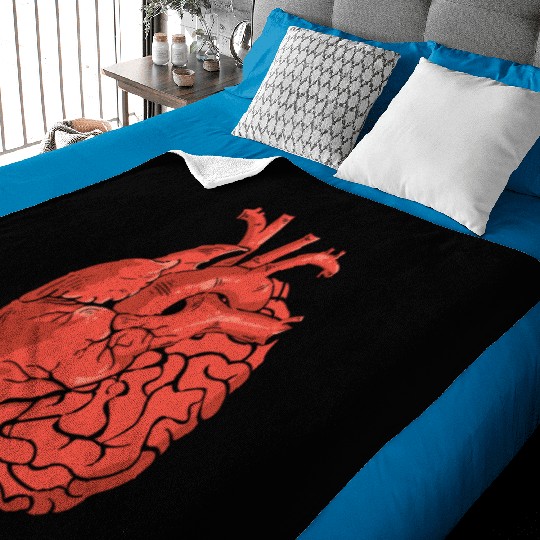 Half Brain Half Heart Organ Anatomy Science Baby Blankets