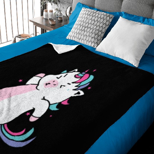 Unicorn Running Fable Creature Sport Baby Blankets