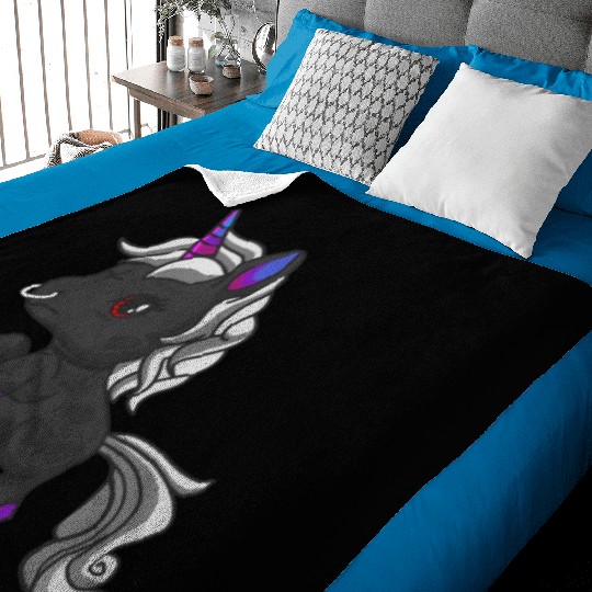 Goth Unicorn Zombie Gothic Occult Halloween Baby Blankets