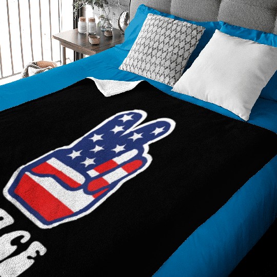 Womens Peace Sign US Flag Stars Stripes Hippie Baby Blankets